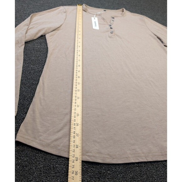 VOTEPRETTY Women's Size XXL Tan Long Sleeve V Neck Henley Tee NWT - Picture 3 of 7